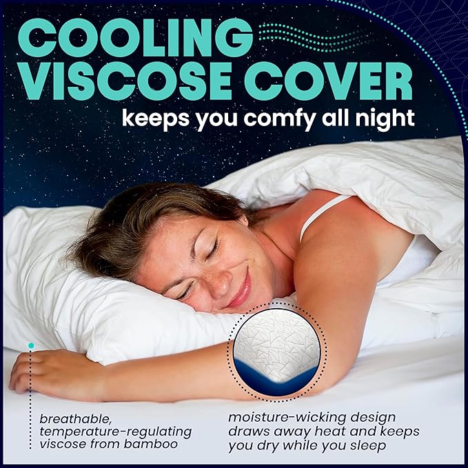 EnerPlex Memory Foam Pillows - Pack of 1 Adjustable, CertiPUR-US Certified King Size Pillows for Sleeping w/Extra Foam & Removable Viscose of Bamboo Cover - Machine Washable Firm Pillow