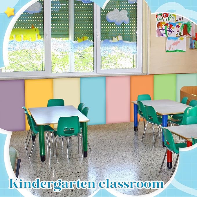 8 Pack Wall Padding for Playroom Peel and Stick Headboard 23.62" x 11.81" x 1.18" 3D Anti Collision Upholstered Wall Panels Self Adhesive Headboard Panel for Protection (Fresh Colors)