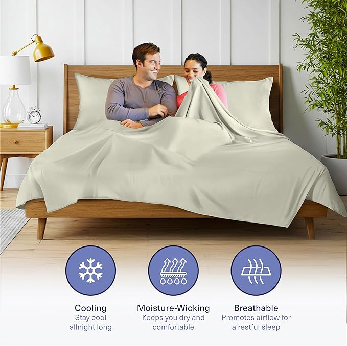 Kickoff Viscose Bamboo Sheets Queen Size 4-pc 100% Organic Bamboo Viscose Bed Cooling Sheets Queen Size Set Cool Bedding for hot Sleepers Sheet, Flat, Fitted, Pillowcases (Sage Green, Q) KickoffHome