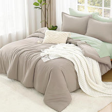 Litanika Comforter Set, Lightweight Solid Bedding Comforter Set, Fluffy Down Alternative Bed Set, Dark Oatmeal, Twin XL
