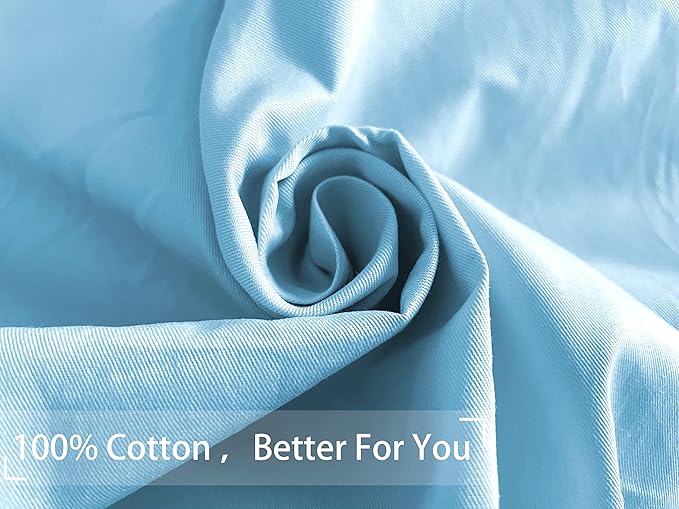 iMaylex Soft 100% Cotton Zipper Pillow Case, Cozy and Lightweight, Easy Care, Light Blue, Body, 20" x 54"
