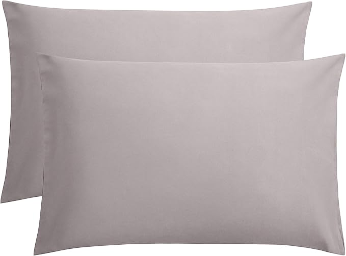 FLXXIE 2 Pack Microfiber Queen Pillow Cases, 1800 Super Soft Pillowcases with Envelope Closure, Wrinkle, Fade and Stain Resistant Pillow Covers, 20x30, Smoky Grey