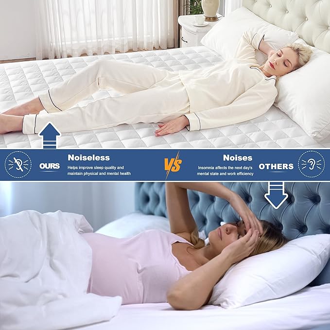 GRT RV King Mattress Pad, 100% Waterproof Breathable RV King Mattress Topper, Noiseless Hollow Cotton Mattress Protector, Fitted 8"-26" Deep, Dust Proof (72×80)