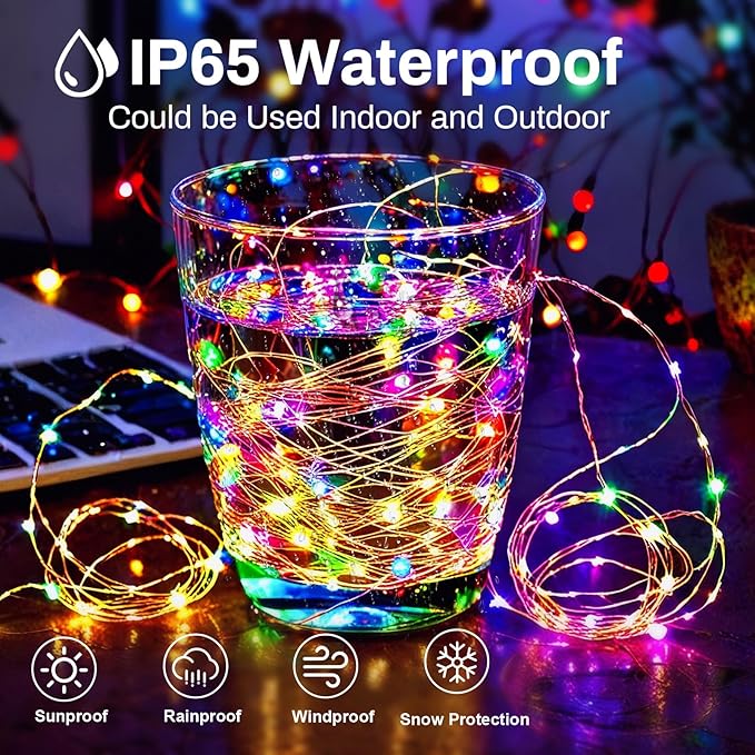 ZGWJ Fairy Lights Battery Operated, 100 Pack Twinkle String Lights 20 LED 7FT 3 Lighting Modes for Bedroom Decor, Easter, Halloween, Christmas, Party Indoor and Outdoor Decoration Colorful