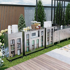 ZZV Stainless Steel Storage Cabinet, Rolling Kitchen Cabinet with Wheels, Heavy Duty Floor Cabinet for Kitchen, Garage, Restaurant, Outdoor, No Assembly Required, D15.75 x W23.62 x H41.74