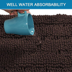 H.VERSAILTEX Bath Mats for Bathroom Non Slip Extra Thick Chenille Striped Bath Rug 24