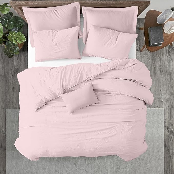 Kotton Culture 3 Pc California King Duvet Cover Set-100% Egyptian Cotton Sateen 600 Thread Count Ultra Soft Premium Durable Comforter Cover Zipper Closure & Corner Ties- (Pink Blush, 104" X 98")