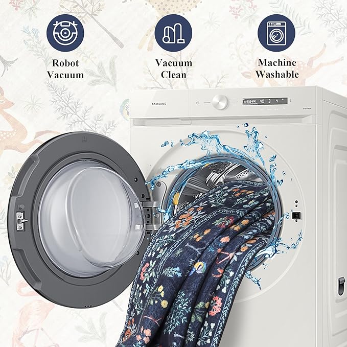 DUKINO Runner Rug, 2x7 Washable Kitchen Rugs for Hallways with Non Slip Backing, Soft Low Pile Vintage Animal Runner for Kitchen, Hallway, Entryway, Laundry, Bedroom, Navy Blue