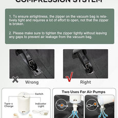 Vacuum Backpack Travel for Women Men, Travel Backpack with Vacuum System, Small Compression Backpacks Flight Approved, Travel Vacuum Bags with 14inch Laptop Compartment, Contain Pump, Green