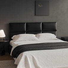 Black Stick-On Wall Mounted Headboard - 9-Piece Bed Backboard for Queen Size Beds, 24 x 12 Inches Each, Easy-to-Install Decorative Sound-Proofing Bed Headboard Queen