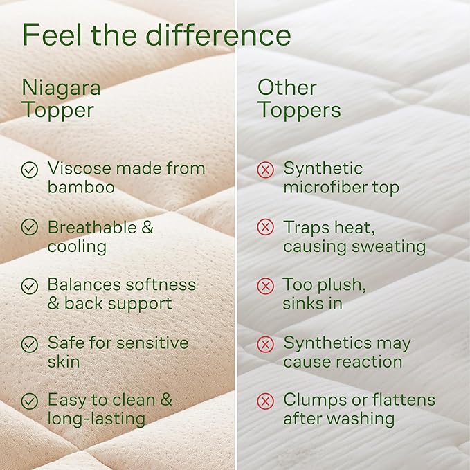 Ultra Soft California King Size Mattress Topper - Viscose Made from Bamboo Pillow Top Mattress Pad for Back Pain Relief - Naturally Cooling for Hot Sleepers, Beige