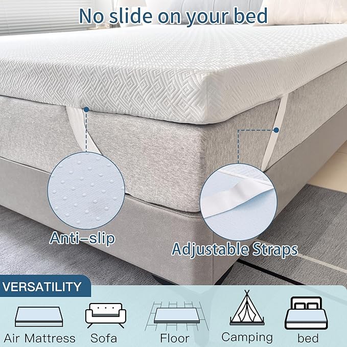Airensky 4 Inch Memory Foam Mattress Topper, Cooling Gel Infused High Density King (76"x80") Topper with Removable Skin-Friendly Cover, Bed Topper for Pressure Relief Back Pain, CertiPUR-US Certified
