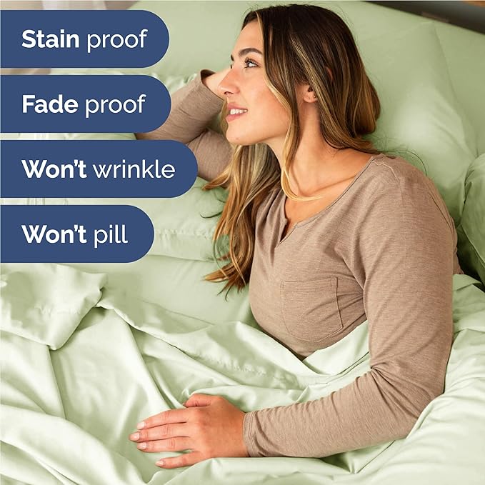 Full 6 Piece Sheet Set - Cooling & Breathable Bed Sheets - Hotel Luxury Bed Sheets for Women, Men, Kids & Teens - Bedding with Deep Pockets & Easy Fit - Soft and Wrinkle Free - Full Light Sage Sheets