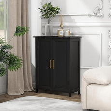 Bathroom Storage Floor Cabinet Freestanding Organizer with Adjustable Shelves for Bathroom Laundry Room,2 Doors