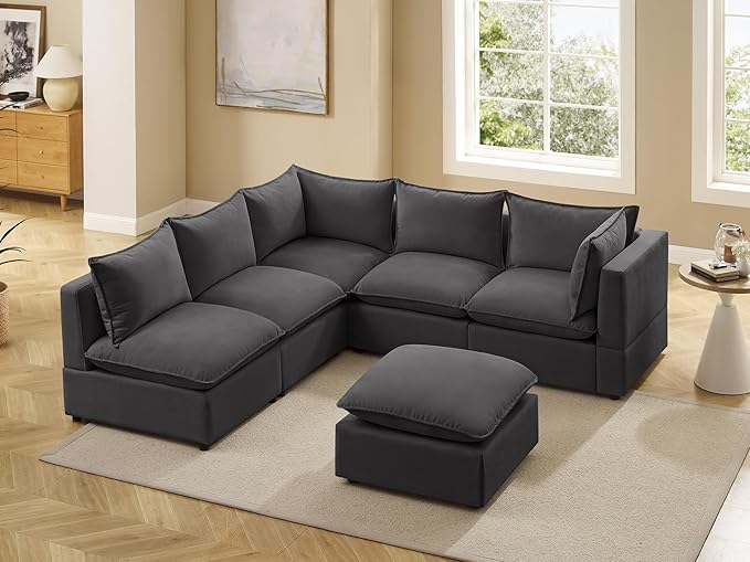 VANOMi Modular Sectional Sofa, 6 Seater Sleeper Sectional Sofa Modular Sectional Couch for Living Room, Sofa Bed-M