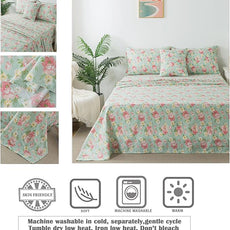 FADFAY Sheets Set Full Pink Rose Floral Shabby Yellow Peony Bed Sheet Set Vintage Farmhouse Cotton Soft Breathable With Deep Pocket Fitted Sheet 4Pcs, Full Size