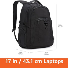 Amazon Basics Travel Laptop Backpack for 17 in / 43.1 cm Laptop, Black