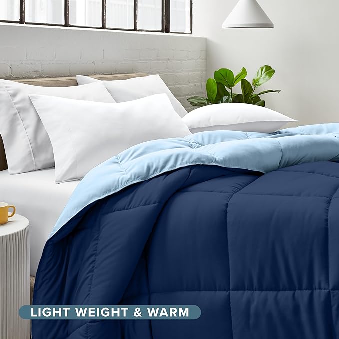 Bare Home Full Comforter - Reversible Colors - Goose Down Alternative - Ultra-Soft - Premium 1800 Series - All Season Warmth - Bedding Comforter (Full, Dark Blue/Light Blue)