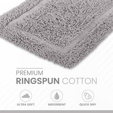 Martex 100% Cotton Ringspun Bath Rug | Super Soft | Super Absorbent | Essential Bathroom Rugs | Non-Slip Bath Mat | Quick Drying Bath Mat | Silver