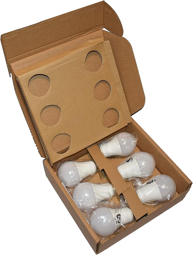 Amazon Basics 60W Equivalent, Daylight White, Non-Dimmable, 10,000 Hour Lifetime, A19 LED Light Bulb , 6-Pack