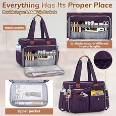 RAINSMORE Teacher Tote Bag for Women Work Bags 15.6 Inch Laptop Tote Bag with Large Cup Holder Nurse Bag Computer Handbag