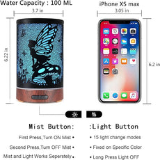 Essential Oil Diffuser, Ultrasonic Diffuser for Essential Oil, Cool Mist Humidifier Aromatherapy Diffuser with 7 Color Lighting Changing Modes, Waterless Auto Shut-Off for Home（Flower Fairy）