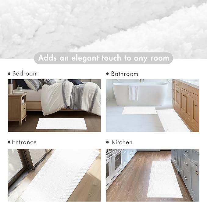 Madison Park Splendor Reversible 100% Cotton Tufted Bathroom Rug-3000 GSM Hotel Quality Luxurious Plush Medium Pile Bath Mat Absorbent, Quick Dry, Shower Room Décor, 24x36 White