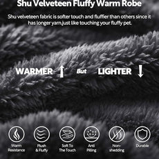 DAVID ARCHY Men's Hooded Robe Soft Coral Fleece Microfiber Bathrobe