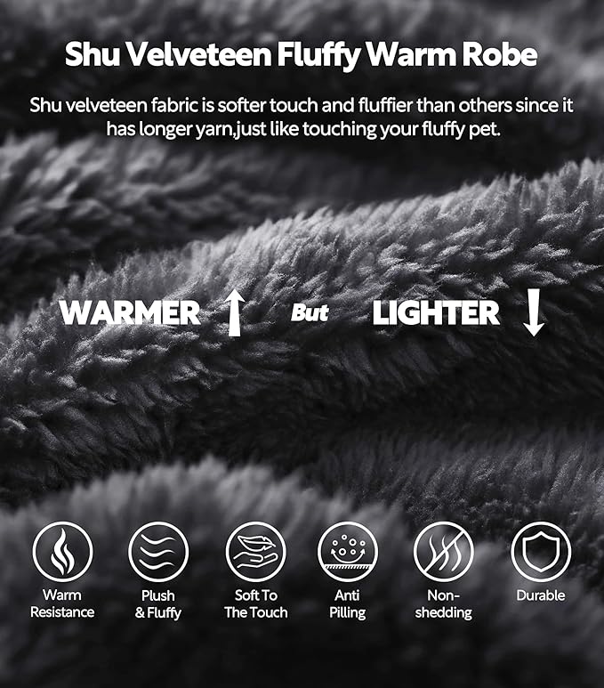 DAVID ARCHY Men's Hooded Robe Soft Coral Fleece Microfiber Bathrobe