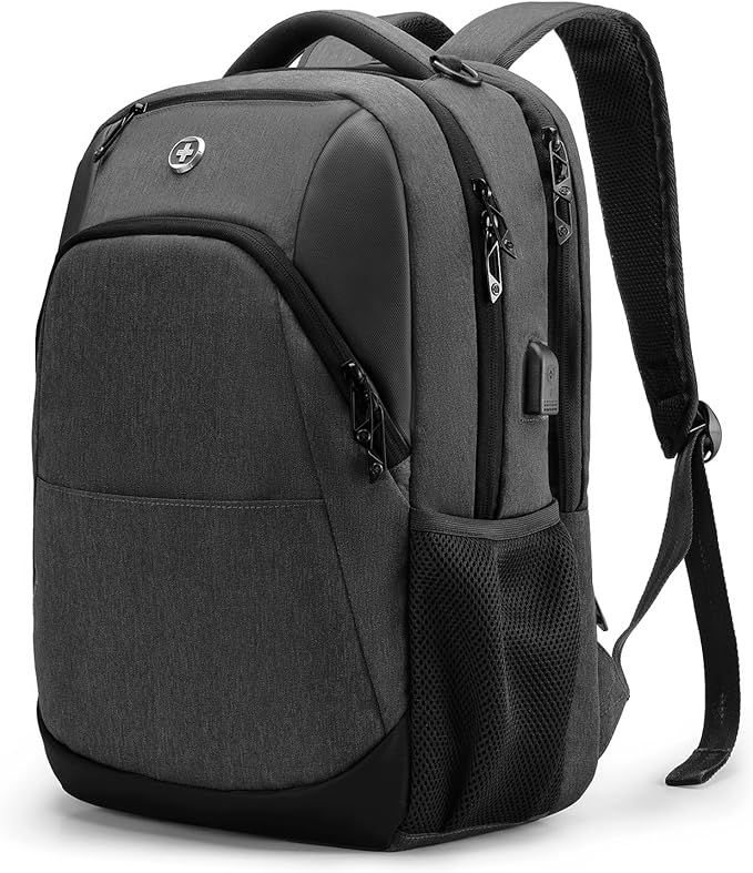Swissdigital Design Travel Laptop Backpack for Men and Women, College Backpack with USB Charging Port for Fits 16 Inch Notebook, Grey | SD1670-02