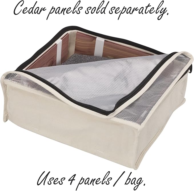 Household Essentials 3321-1 Cedarline Natural Cotton Canvas Zippered Sweater Bag | Storage Bag for Closets and Under the Bed | 2-Pack