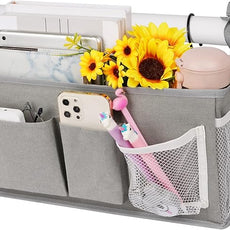Loghot Bedside Caddy/Bedside Storage Bag Hanging Organizer for Bunk and Hospital Beds,Dorm Rooms Bed Rails,Can be Placed Glasses,Books,Mobile Phones,Keys (New Grey-1)