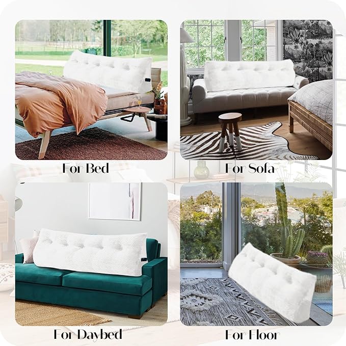 Large Bolster Triangular Headboard Wedge Backrest Positioning Support Bed Rest Reading Pillows Headboard Wedge Pillows for Day Bed with Removable Cover