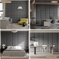 Oversized Dark Gray Linen Headboard 24x12 Inch 12-Panel Set - Wall-Mounted or Freestanding Design for Queen/King Beds, Durable Linen Upholstery