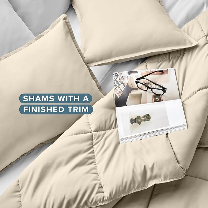 Bare Home Comforter Set - Oversized King Size - Ultra-Soft - Goose Down Alternative - Premium 1800 Series - All Season Warmth (Oversized King, Sand)