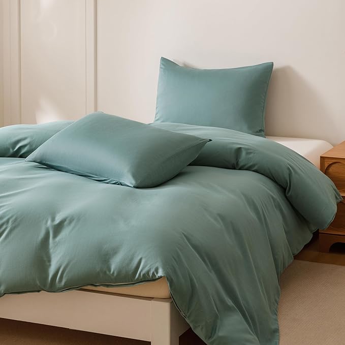 HeimenAogo Egyptian Cotton Duvet Cover Set King, Ultra Soft and Breathable Comforter Cover with Zipper Closure, High Thread Count Long Staple Cotton Blanket Cover 3Pcs, Teal (104"×90")