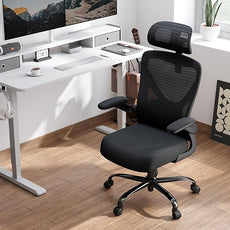 Ergonomic Office Chair - X-Shaped Computer Desk Chair Comfy, Gaming Chair, Office Chair with Lumbar Support, Mesh Office Chairs with Headrests, Desk Chair for Long Hours (Black Silver)