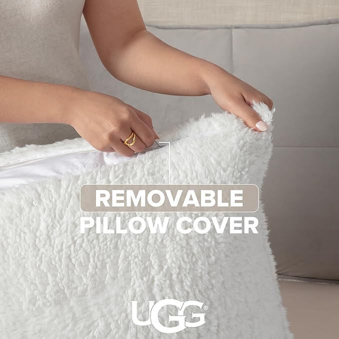 UGG Blissful Full/Queen Comforter Set with 2 Pillow Shams Reversible White Comforter Plush Fluffy Warm Bed Set Premium Down Alternative Bedding for College Dorm Essentials, Full/Queen, Seal Gray