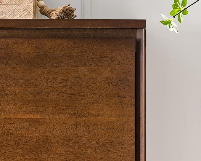 LKTART Mid Century Modern Sideboard Buffet Cabinet, Narrow Walnut Sideboard,Wood Storage Cabinet Credenza with 2 Doors for Living Room, Kitchen, Entryway, Hallway(9.25" D*39" L)