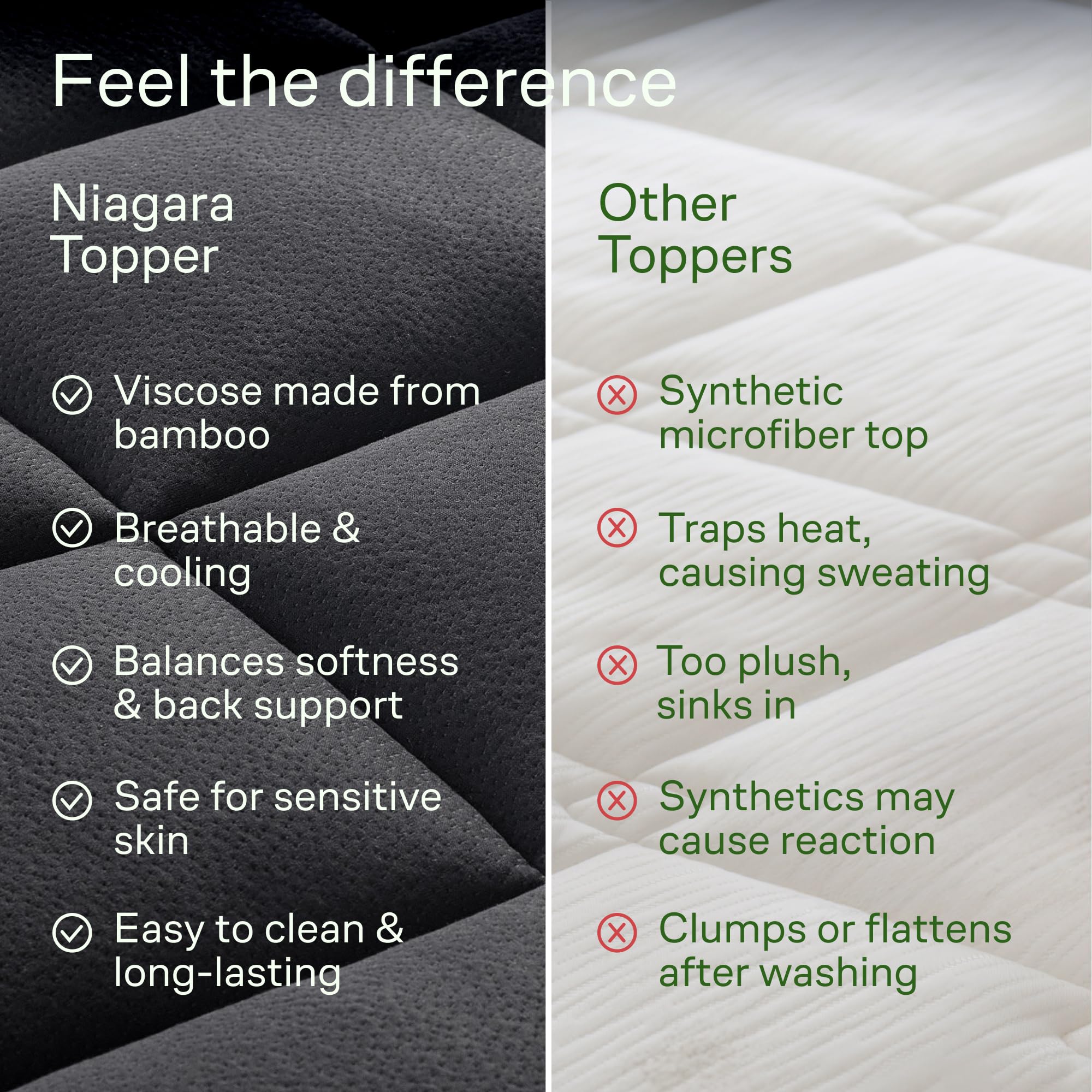 Ultra Soft Queen Size Mattress Topper - Viscose Made from Bamboo Pillow Top Mattress Pad for Back Pain Relief - Naturally Cooling for Hot Sleepers, Green