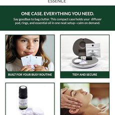 Essence Pearl Travel Case - Wearable Aromatherapy Kit with Nasal Diffuser Rings, Soaking Bay, and 5mL Essential Oil – Portable Wellness Gift Set for On?The?Go Self Care