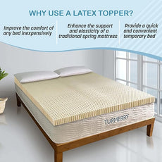 7 Zone Green Natural Organic Latex Mattress Topper Queen Size - 2 inch - High Density Firm - GOLS Certified Latex Foam Bed Pad for Back Sleepers Back Pain Relief Support Durable and Breathable