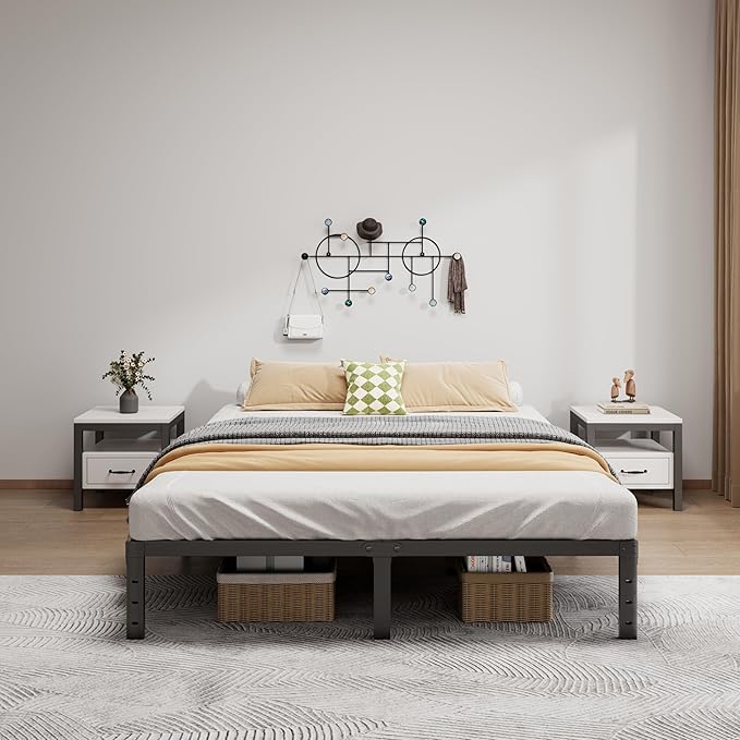 Metal Bed Frame King Size - 12 Inch Heavy-Duty King Platform Bed Frame No Box Spring Needed, Easy Assembly, Noise-Free, Sturdy Mattress Foundation, Underbed Storage Space