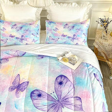 CVHOUSE Butterfly Comforter Set - King Size for Girls & Women - 3 Pcs (1 Comforter, 2 Pillowcases) - Butterfly Bedspread & Duvet