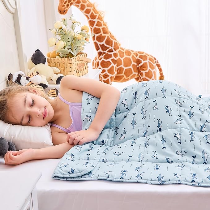yescool Shark Weighted Blanket 5 Pounds Cooling Weighted Lap Blanket, Heavy Blanket for Sleeping, Weighted Throw Blanket Gift for 40-60lbs, 36"x48"