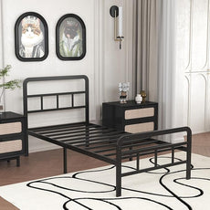 Twin XL Bed Frame with Headboard and Footboard 14 Inch, XL Twin Platform Bed Frame with Strong Metal Slats Support, Under-Bed Storage, Noise Free, Easy Assembly, Black