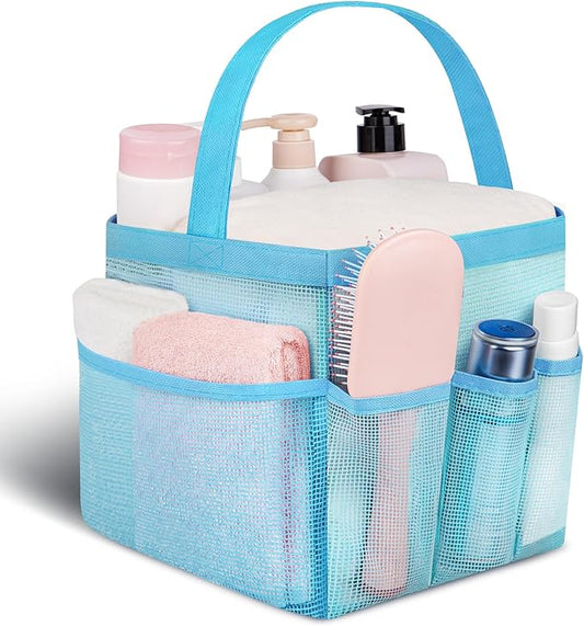Attmu Mesh Shower Caddy Portable for College Dorm Room Essentials with 8 Pockets, Hanging Shower Caddy Dorm Basket, Quick Dry Bag for Bathroom