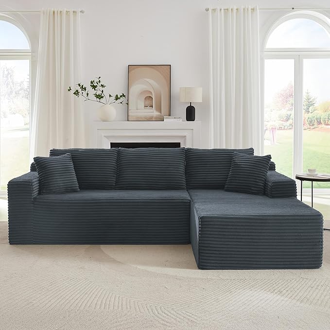 105''Sectional Cloud Couch with L Shaped Chaise,Modern Modular Sectional Sofa,Comfy Sectional Couches for Living Room,Bedroom,Apartment(Dark Grey, 105''W Right Facing Chaise)