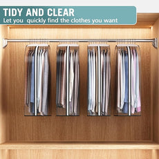 Clear Garment Bag for Hanging Clothes 10” Gusseted, 32” Suit Bags for Open Closet Storage Plastic Clothes Cover for Coat, Dress, Shirts, Fur, Jacket, Wardrobe Protectors, 4 Pack