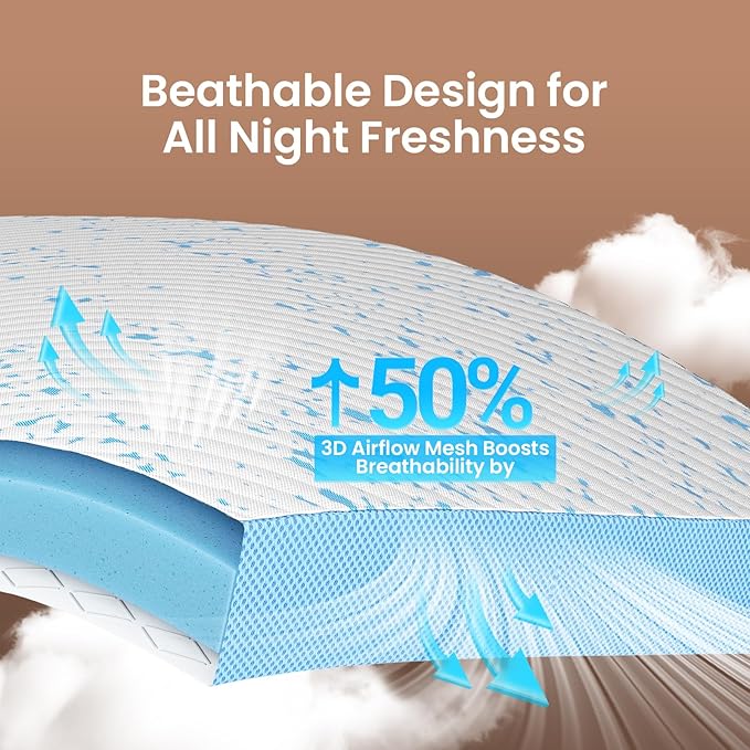 OhGeni Medium Feel Twin XL Cooling Gel Memory Foam Mattress Topper Pad, Washable Bed Cover with Anti-Slip Base,Zipper & Straps,Extra Comfort & Back Pain Relief,College Dorm Room Essential
